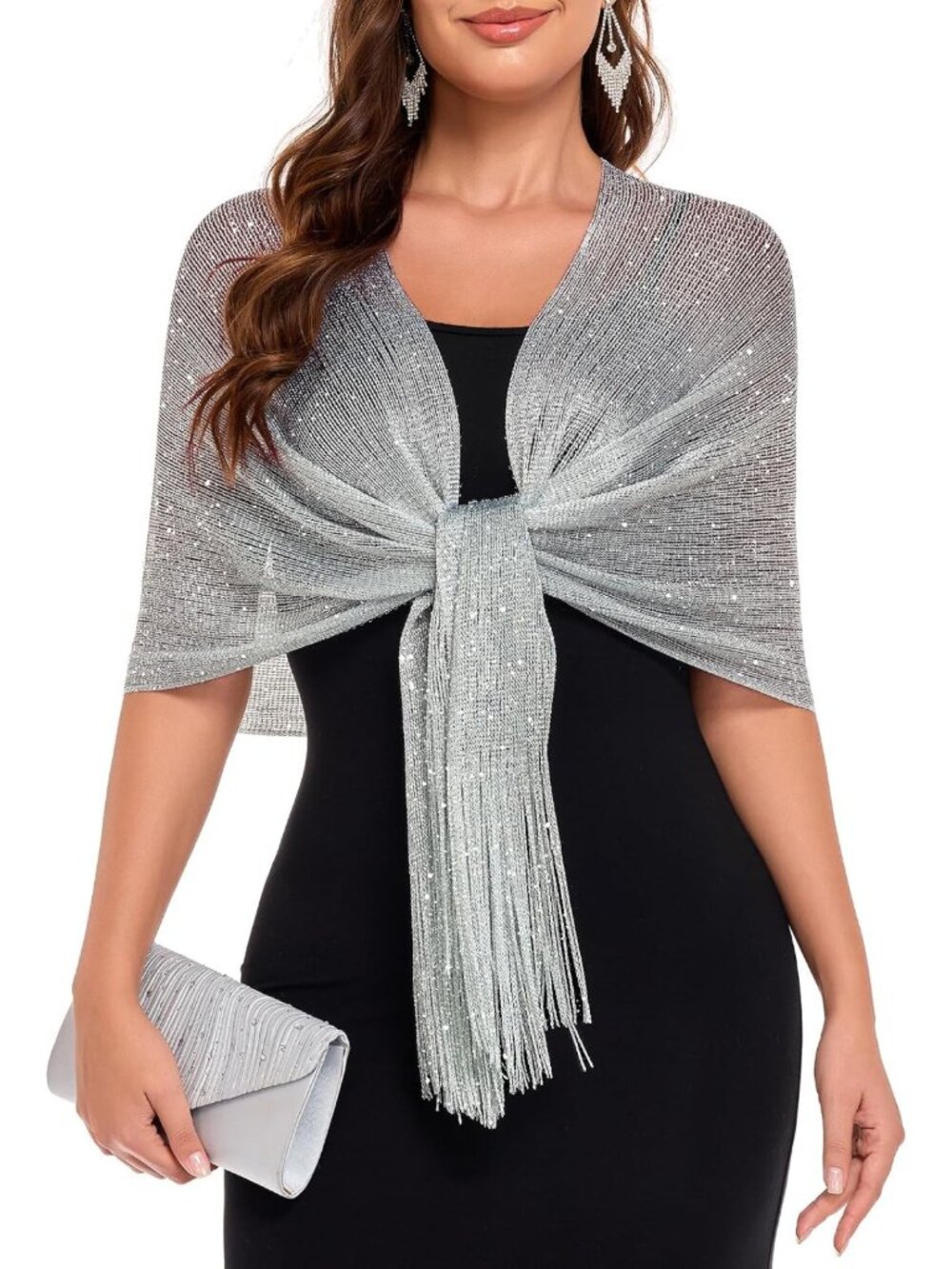 Sparkly Metallic Evening Shawl Wrap for Dresses - Women's Elegant Accessory